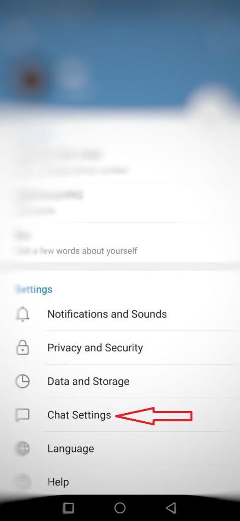 تنظیمات چت تلگرام 