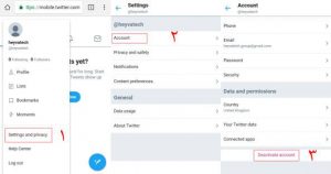 تویتتر: آموزش حذف حساب کاربری توییتر در گوشی و کامپیو تر(delete account twitter)