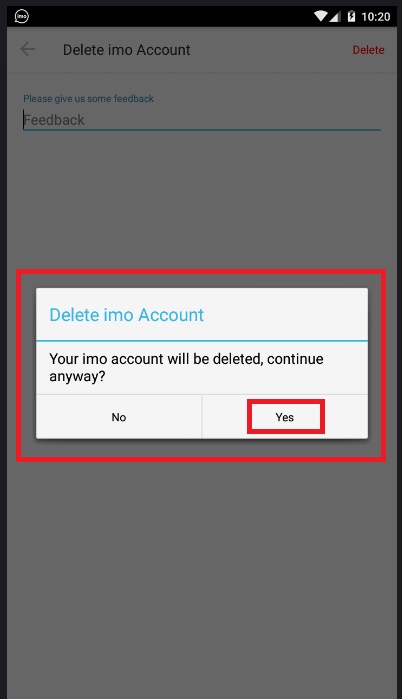 ایمو :آموزش حذف حساب اکانت ایمو IMO